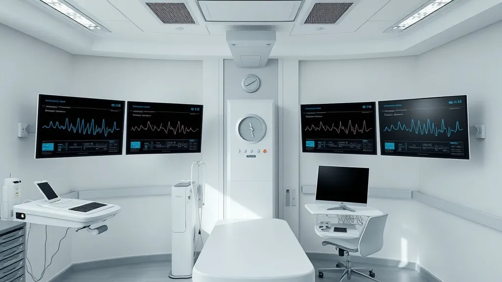 A high-end medical diagnostic room with advanced monitors sh